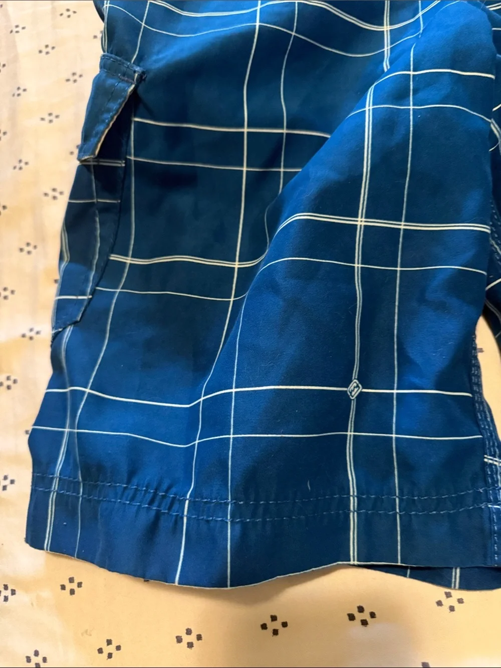 Billabong Men's Blue Plaid Boardshorts with Drawstring